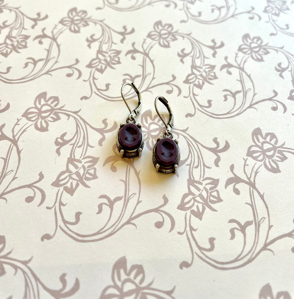 Thumbnail: Petite Intaglio Aubergine Silver Earrings