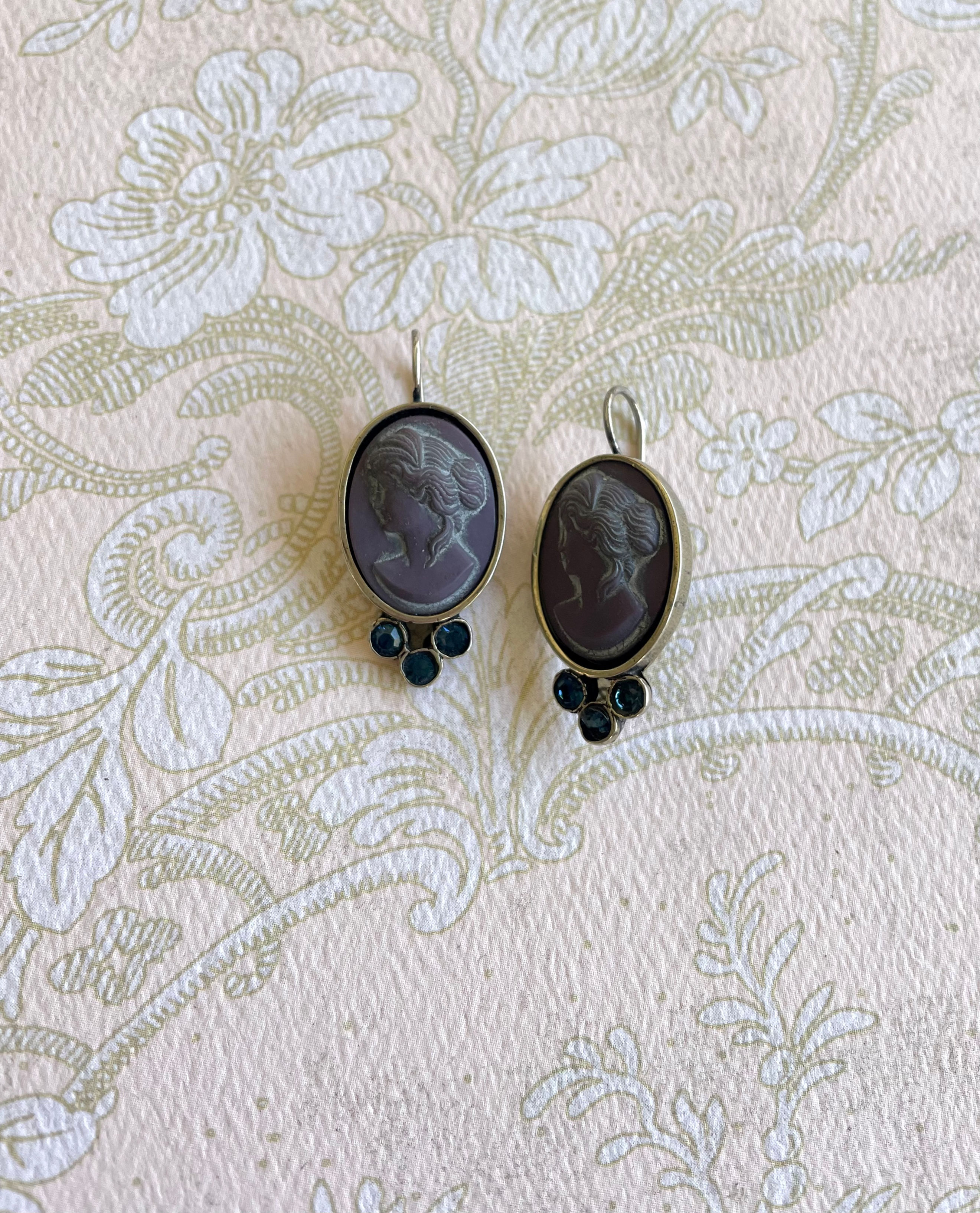 Aubergine Cameo Earrings