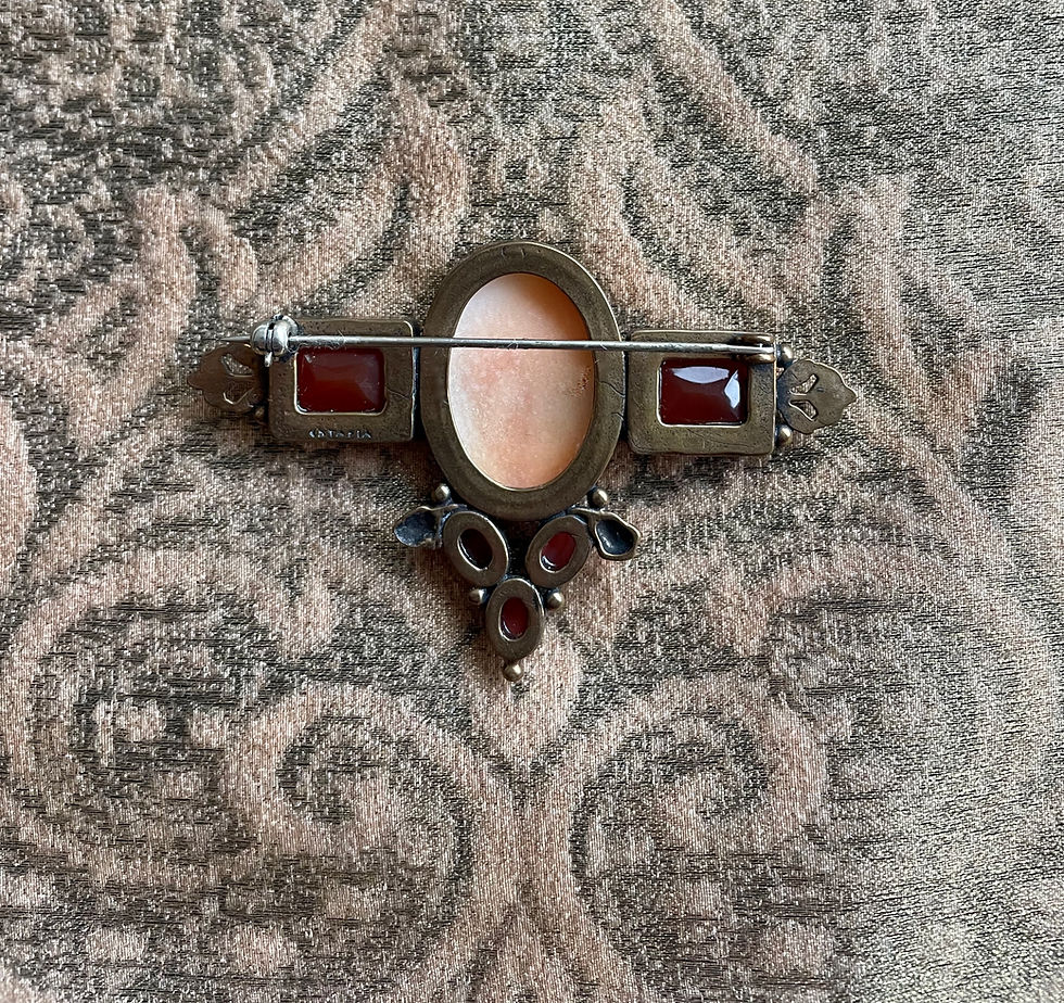 Thumbnail: Shell Cameo & Carnelian Brooch