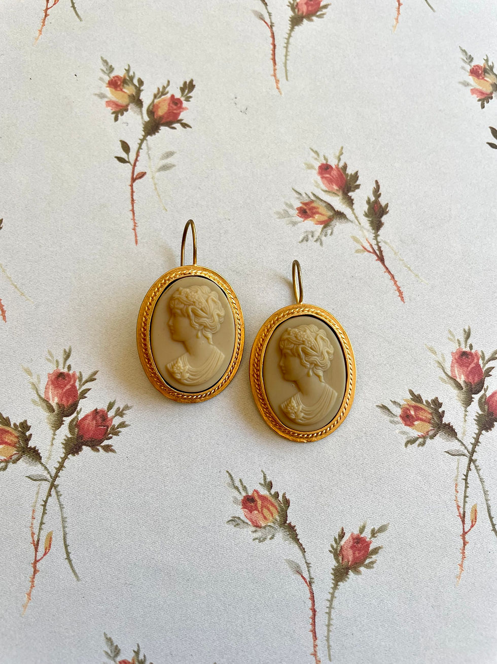 Thumbnail: Golden Cameo Earrings in Lava