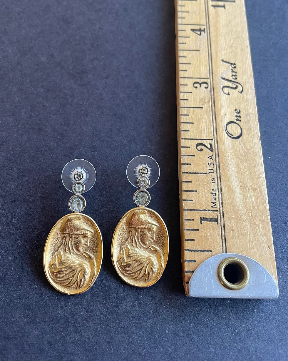 Thumbnail: Golden Athena Cameo Earrings