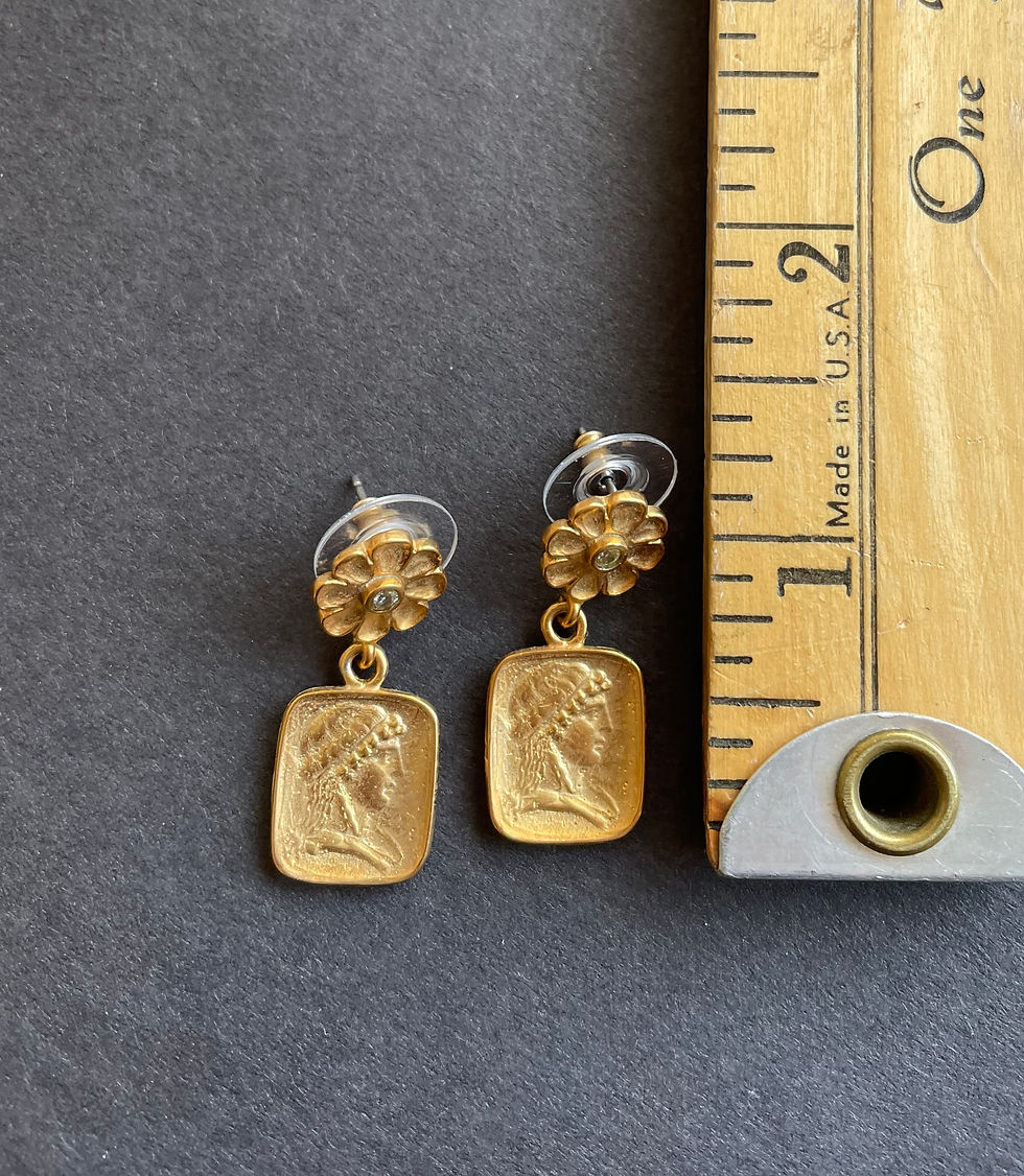 Thumbnail: Marguerite Flower with Greek Woman Profile Earrings