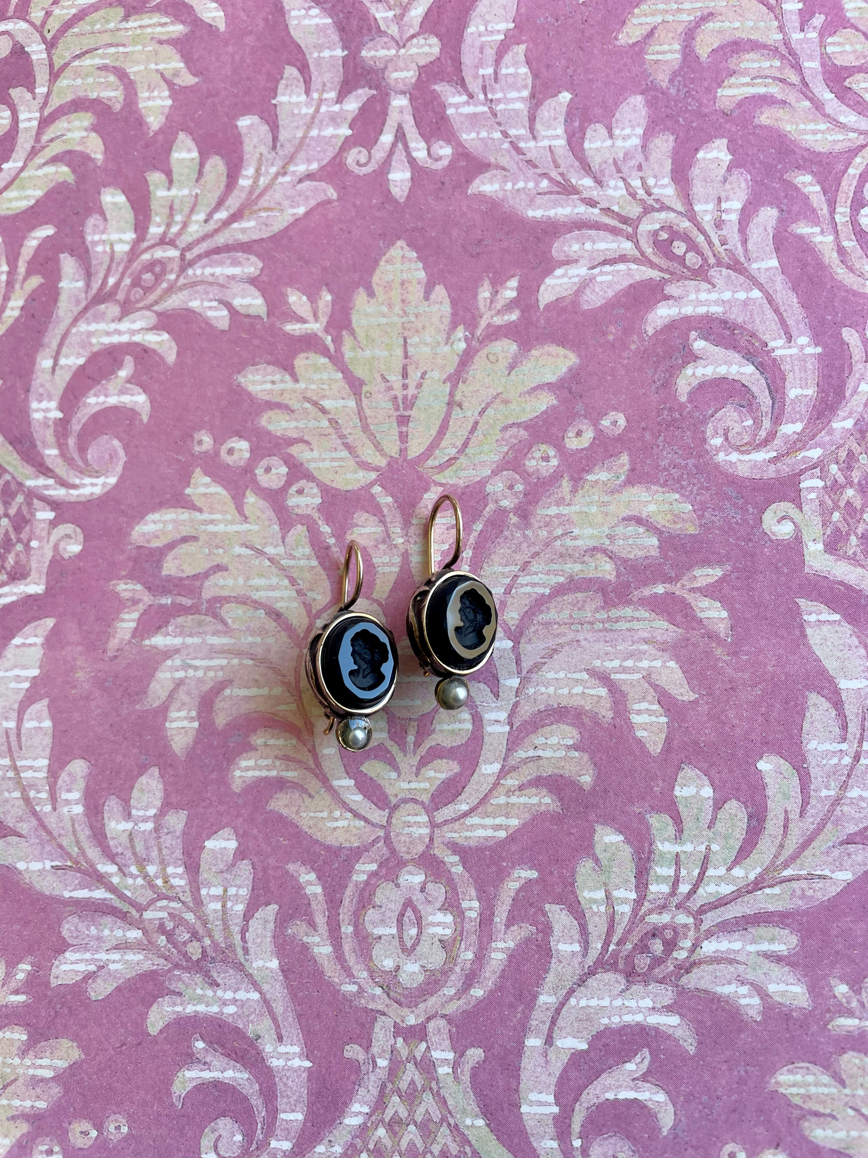 Petite Jet Intaglio Earrings