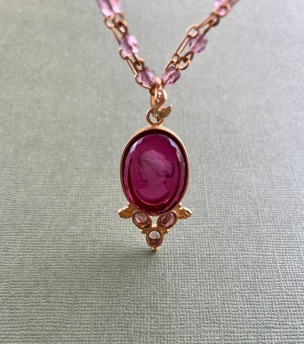 Thumbnail: Fuchsia and Gold Intaglio Necklace