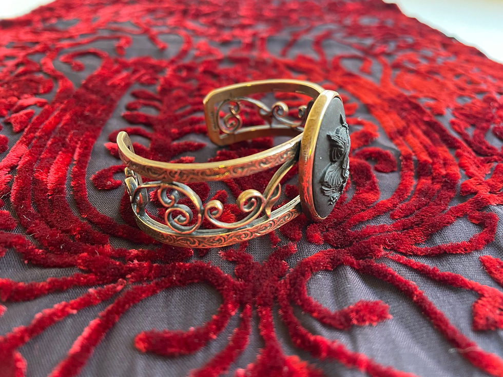 Thumbnail: Athena & Her Owl Cameo Cuff Bracelet