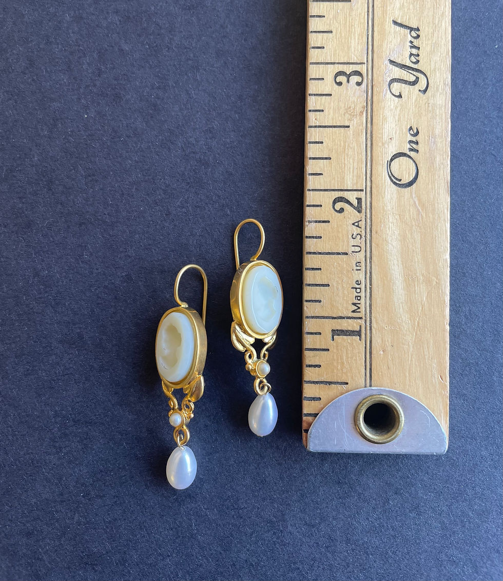 Thumbnail: Golden Ivory Glass Intaglio Earrings