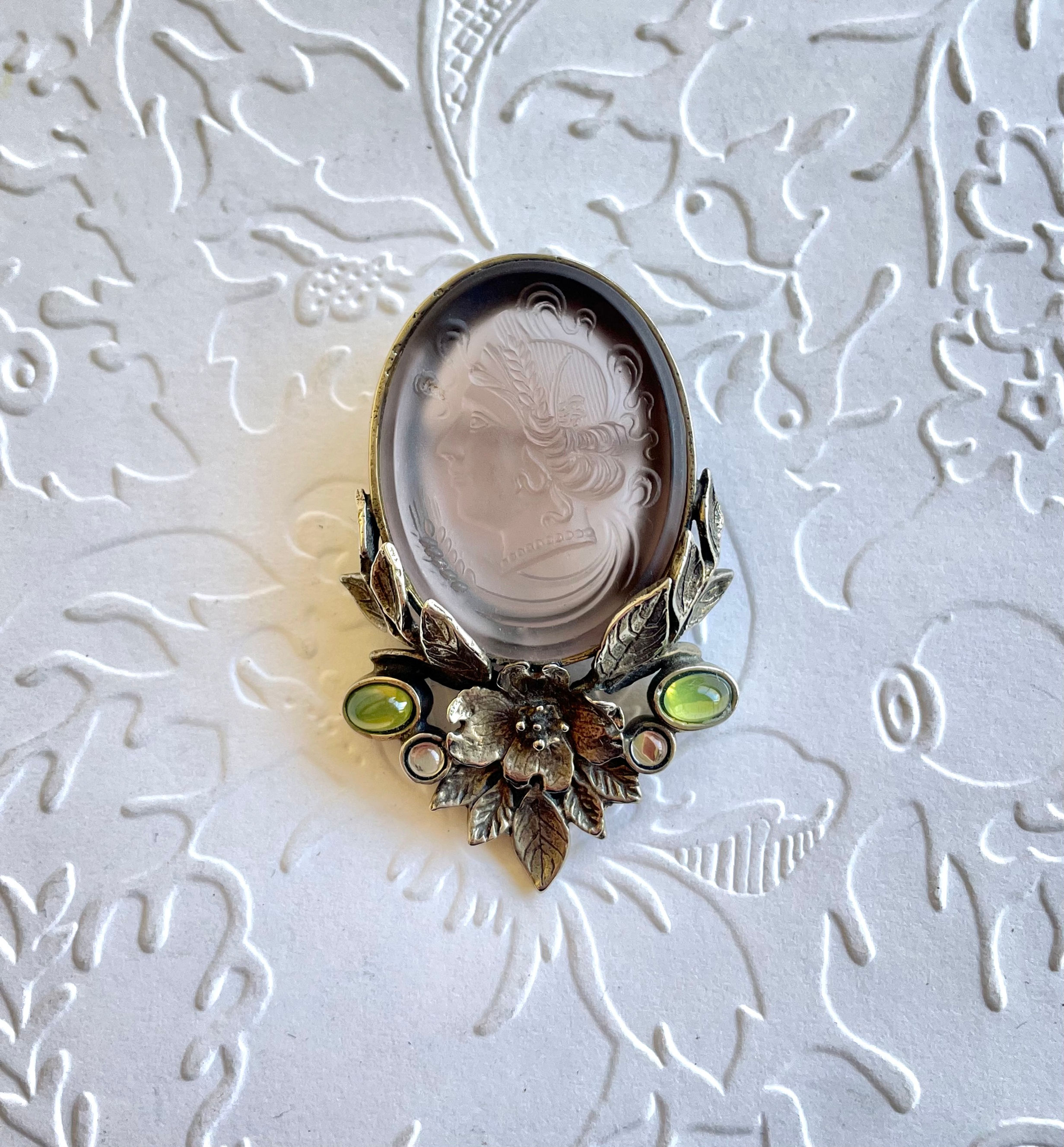 Dogwood Cameo Brooch