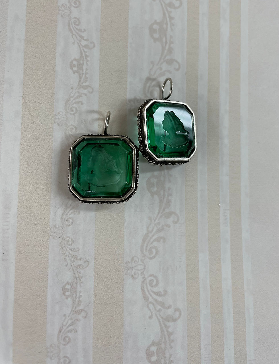 Thumbnail: Tourmaline Octagon Intaglio Earring