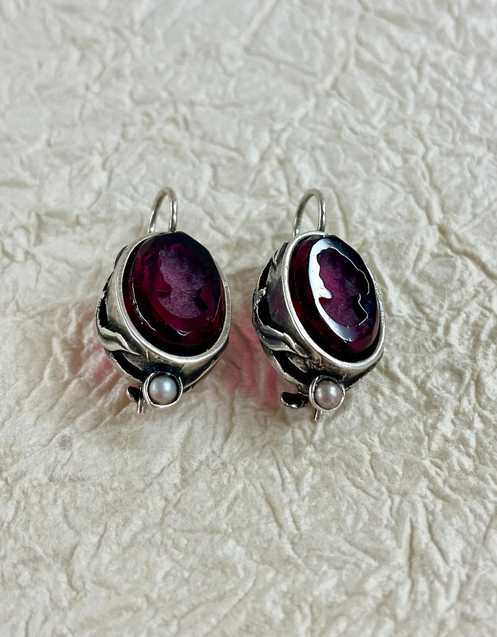 Thumbnail: Fuscia Intaglio Earrings