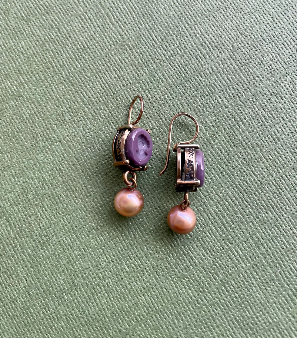 Thumbnail: Petite Aubergine Intaglio Earrings