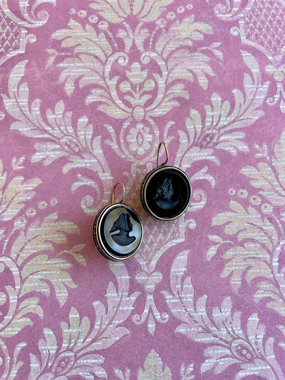 Thumbnail: Jet Round Intaglio Earrings