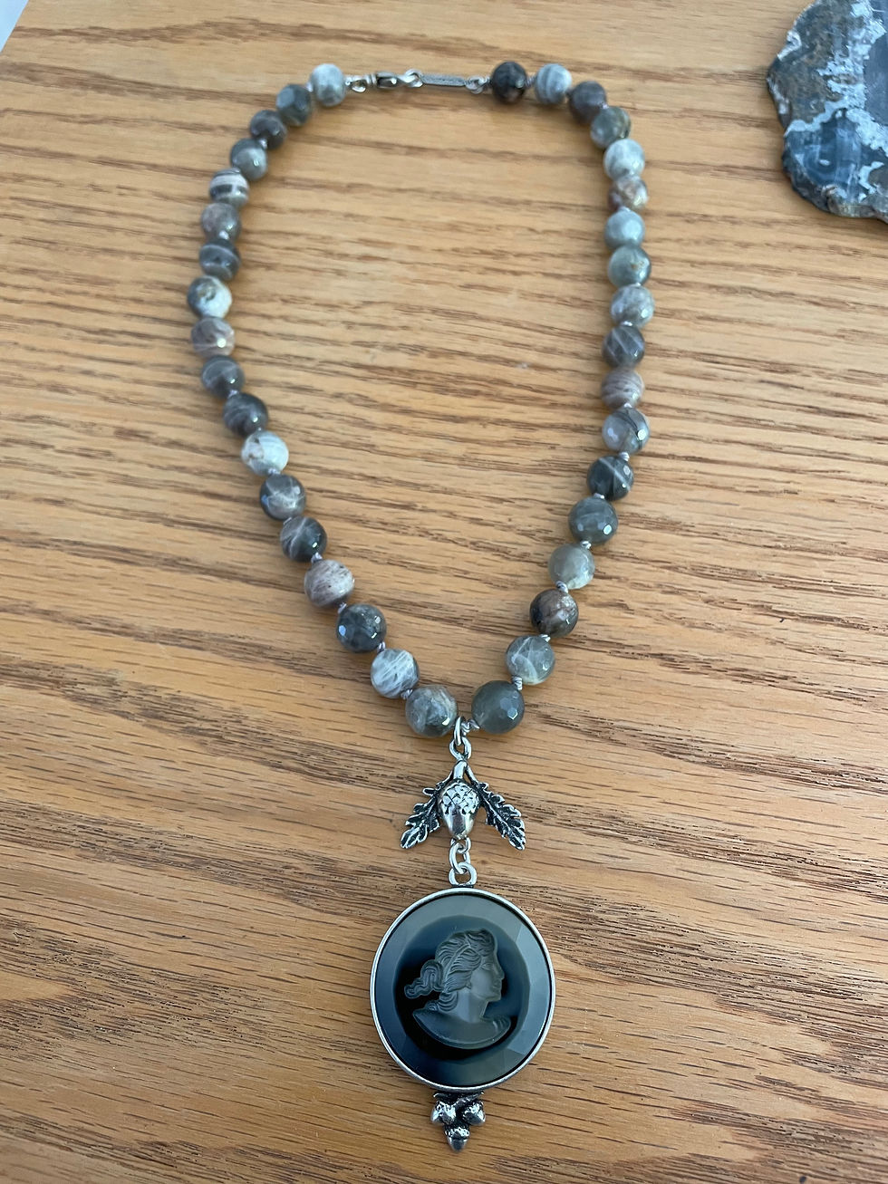 Thumbnail: Beaded Acorn Intaglio Necklace