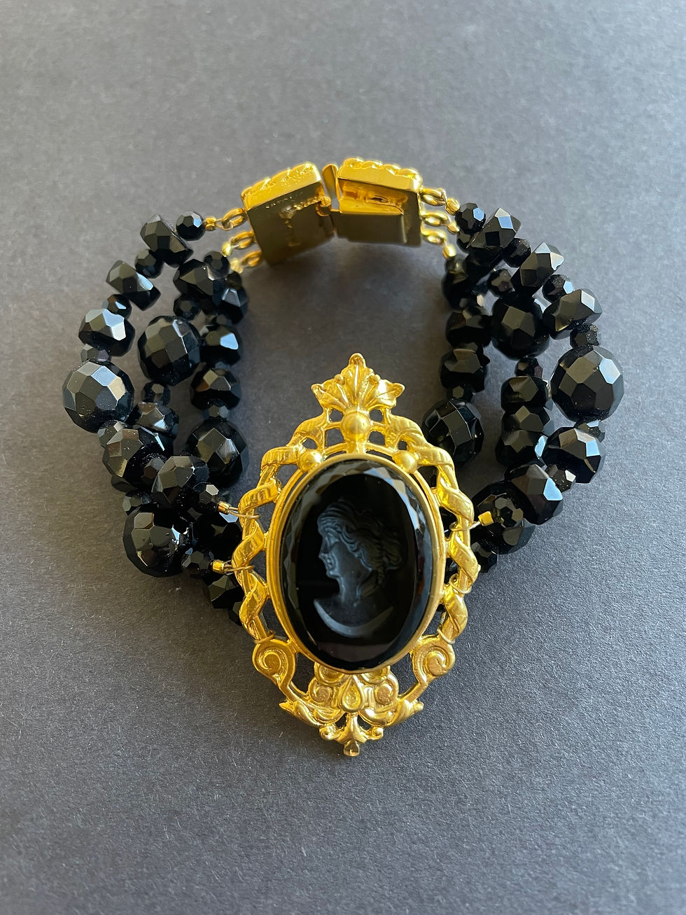 Thumbnail: Elizabeth Jet Intaglio Bracelet in Gold