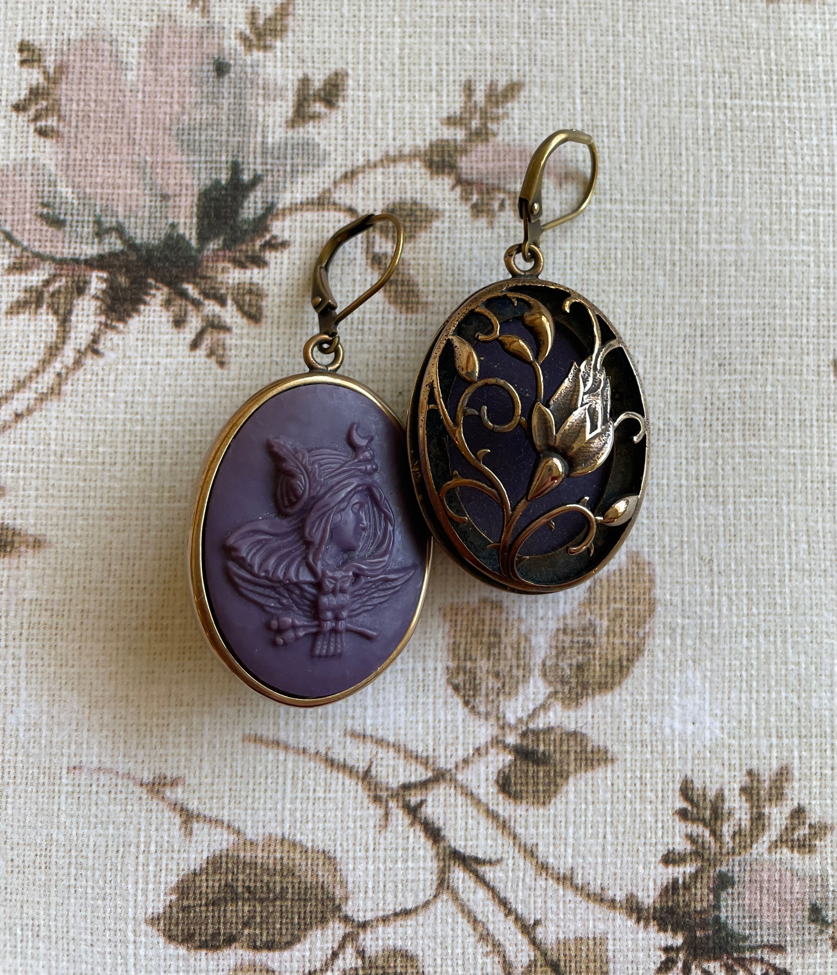 Athena & Her Owl Dome Back Earrings