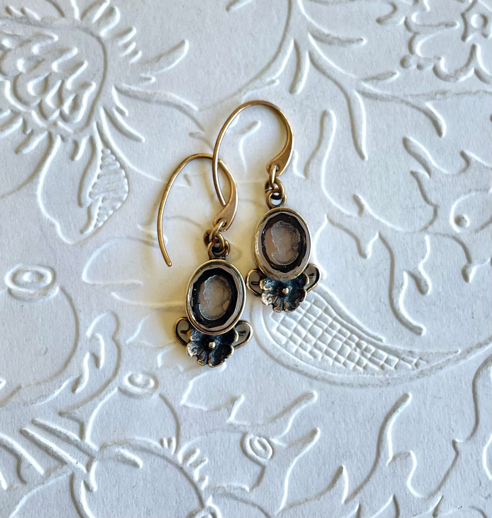Thumbnail: Petite Dogwood Intaglio Earrings