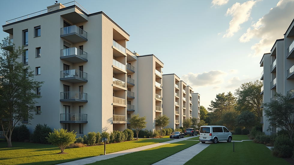 Wide angle view of a modern residential building