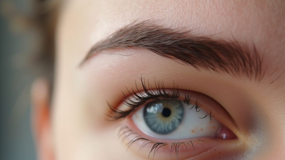 Close-up view of a clean and healed eyebrow area after treatment