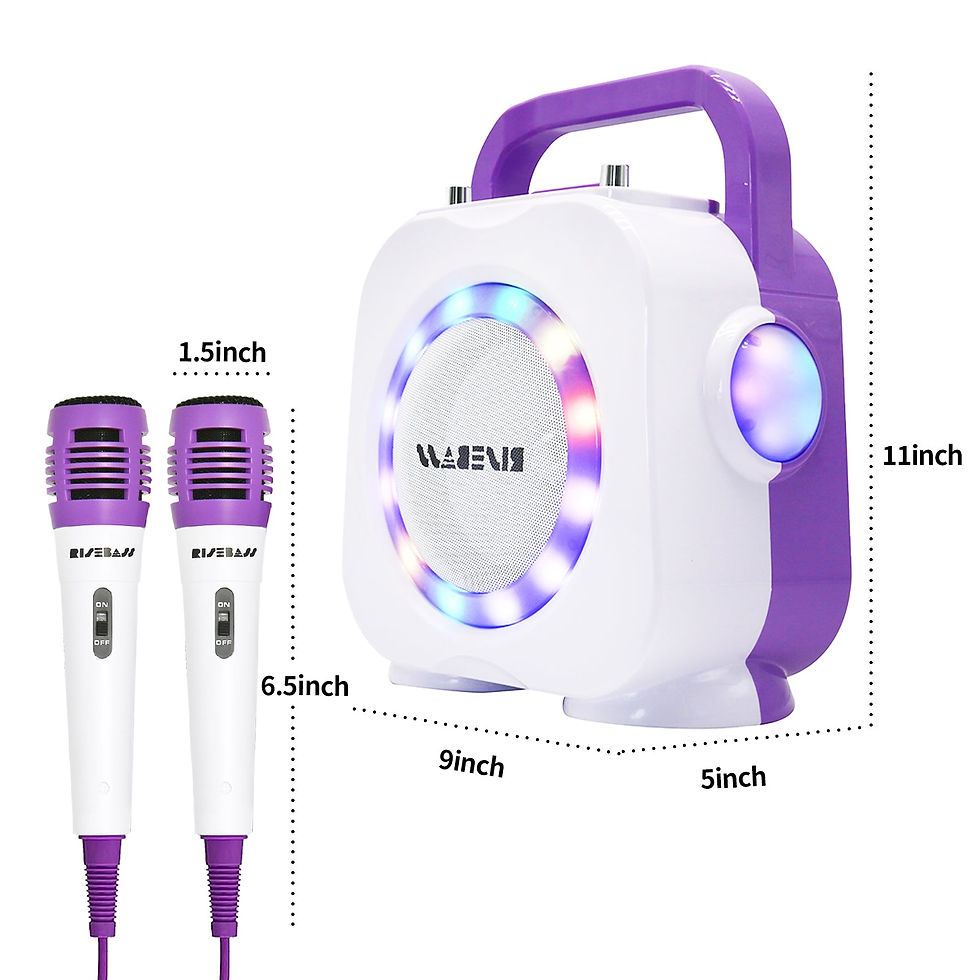 Thumbnail: Karaoke Machine for Kids - Bluetooth Speaker with 2 Microphone - Portable Kids K