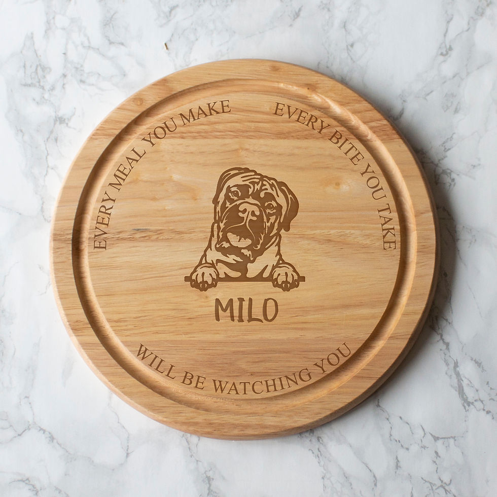 Thumbnail: Personalised Peeking Dog Round Chopping Board - 25cm