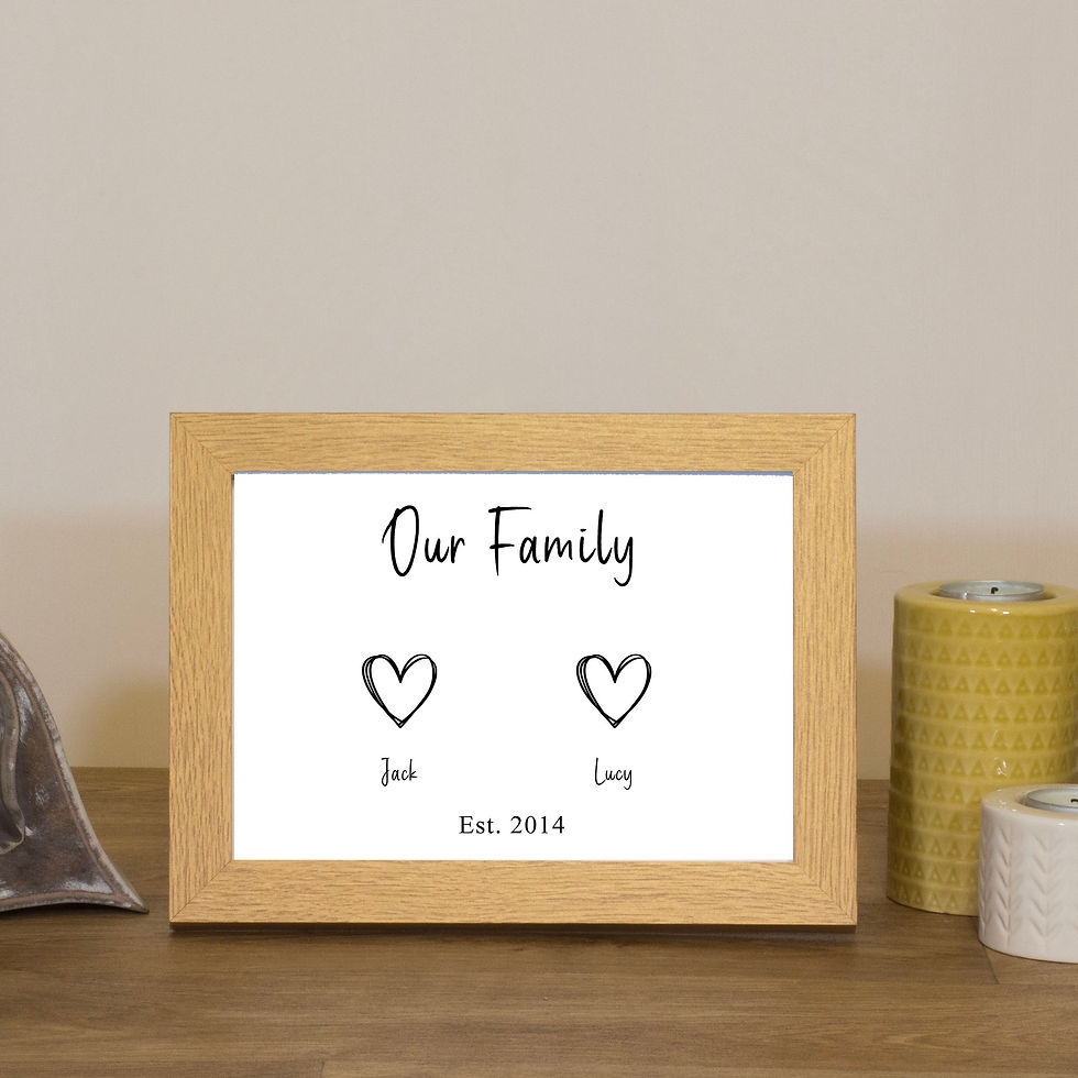 Personalised A5 Our Family Heart Frame and Print