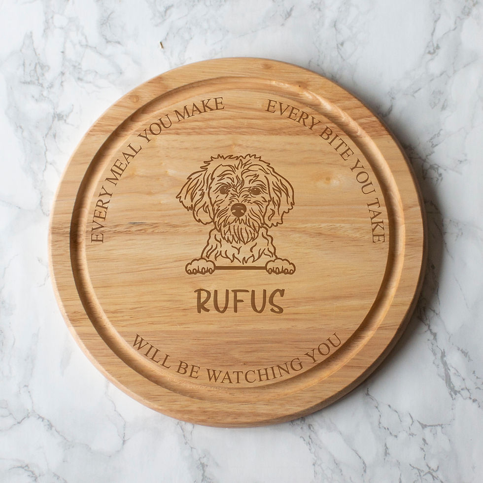 Thumbnail: Personalised Peeking Dog Round Chopping Board - 25cm