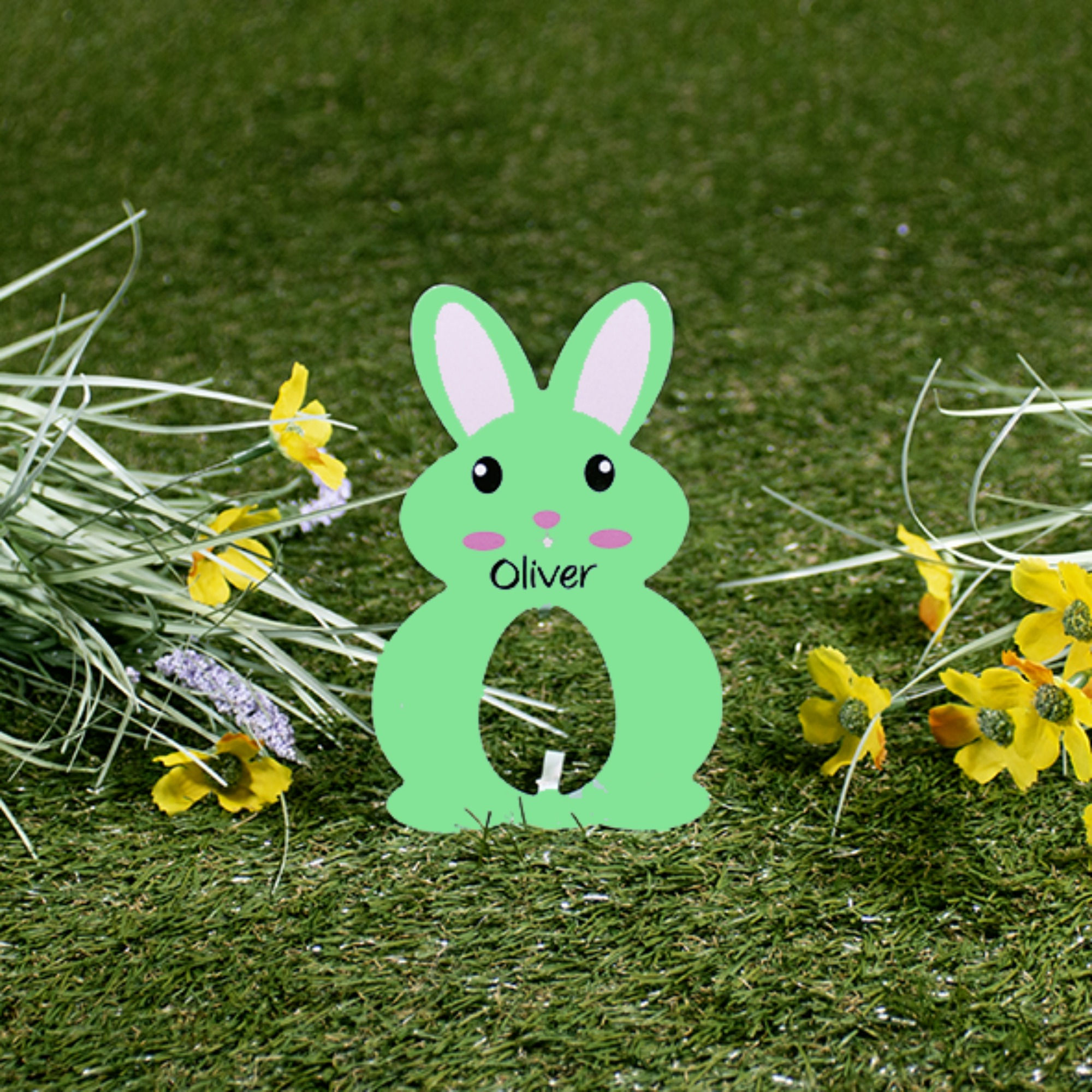 Personalised Small Aluminium Green Single Easter Bunny Egg Holder
