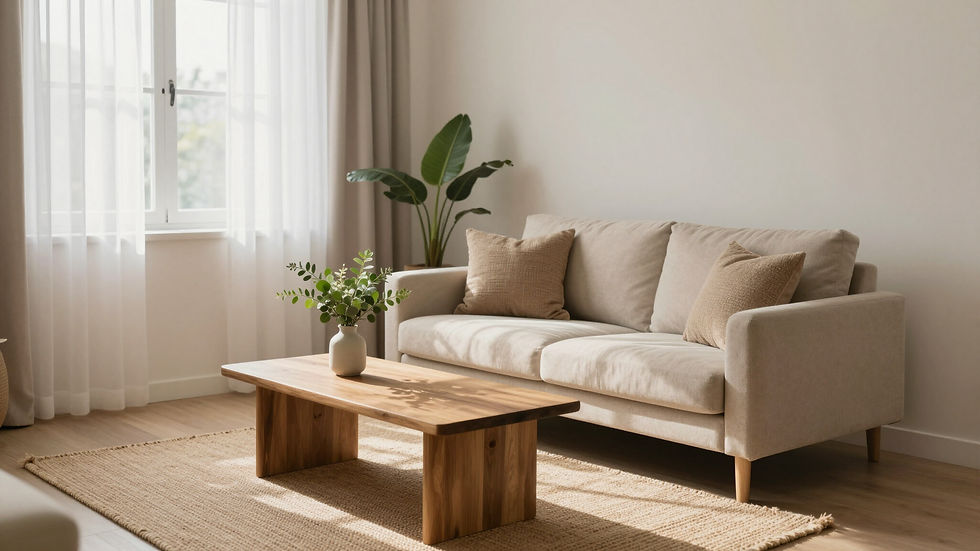 Eye-level view of a calm therapy room with soft lighting and comfortable seating