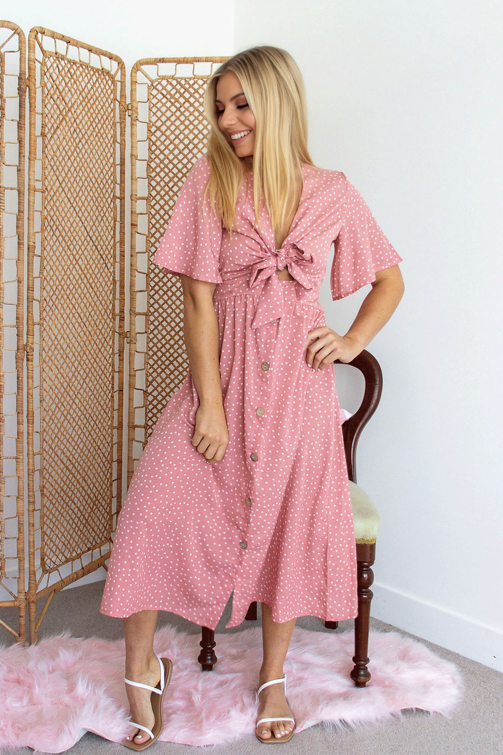 Thumbnail: Spot of Pink midi dress