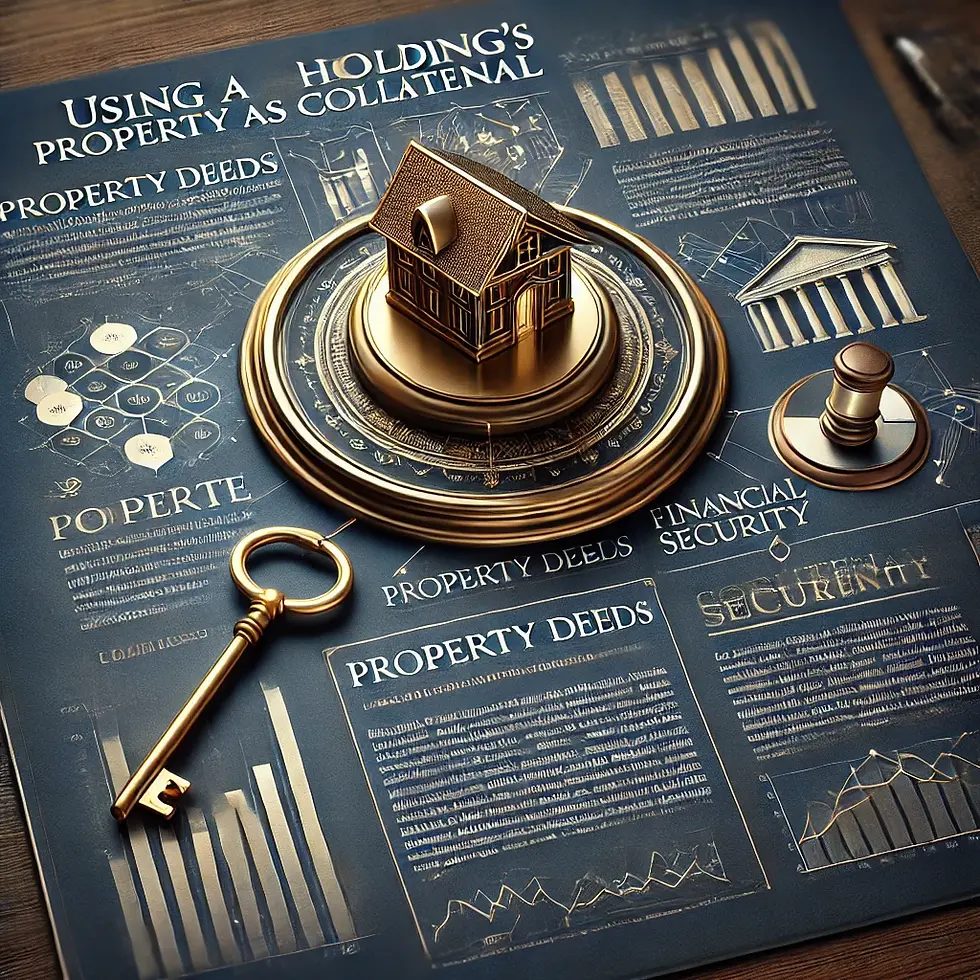 Diagrama explicando o uso de imóvel da holding como garantia em operação financeira