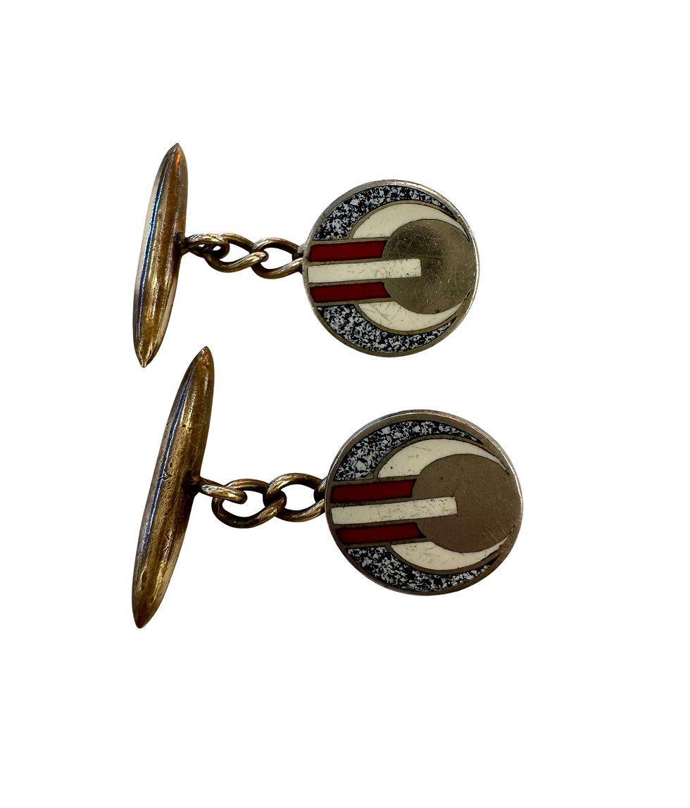 Thumbnail: French Art Deco Enamel Cufflinks