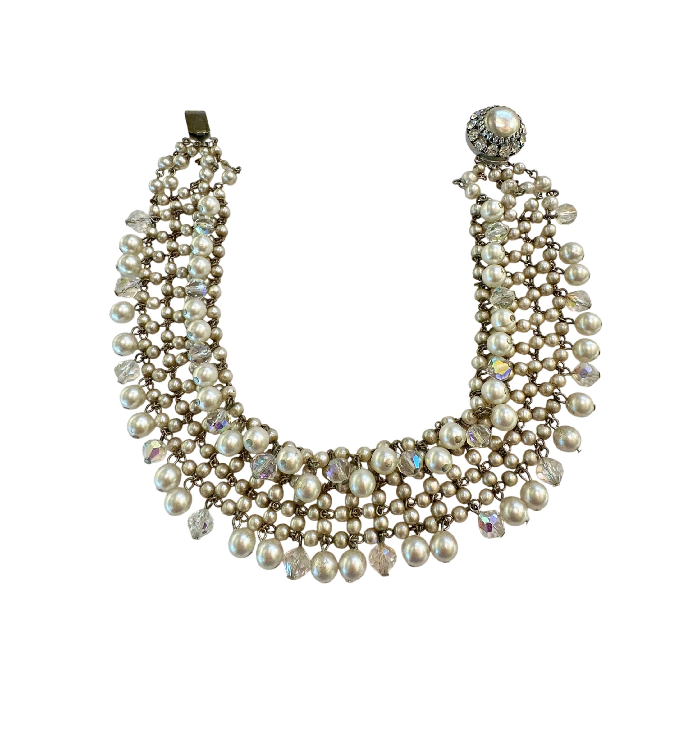Vendome Crystal & Pearl Choker Necklace