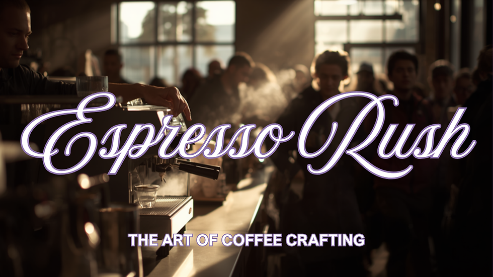 Barista pulling shots at a busy cafe espresso bar during the Saturday morning rush