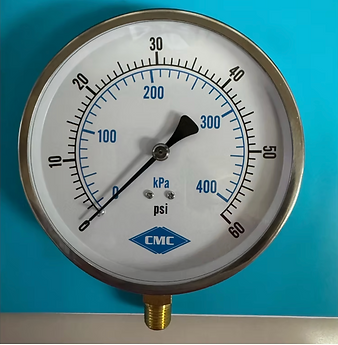 CMC pressure gauge face redesign aligning kPa and psi measurements with accurate scale and improved readability for plumbing applications