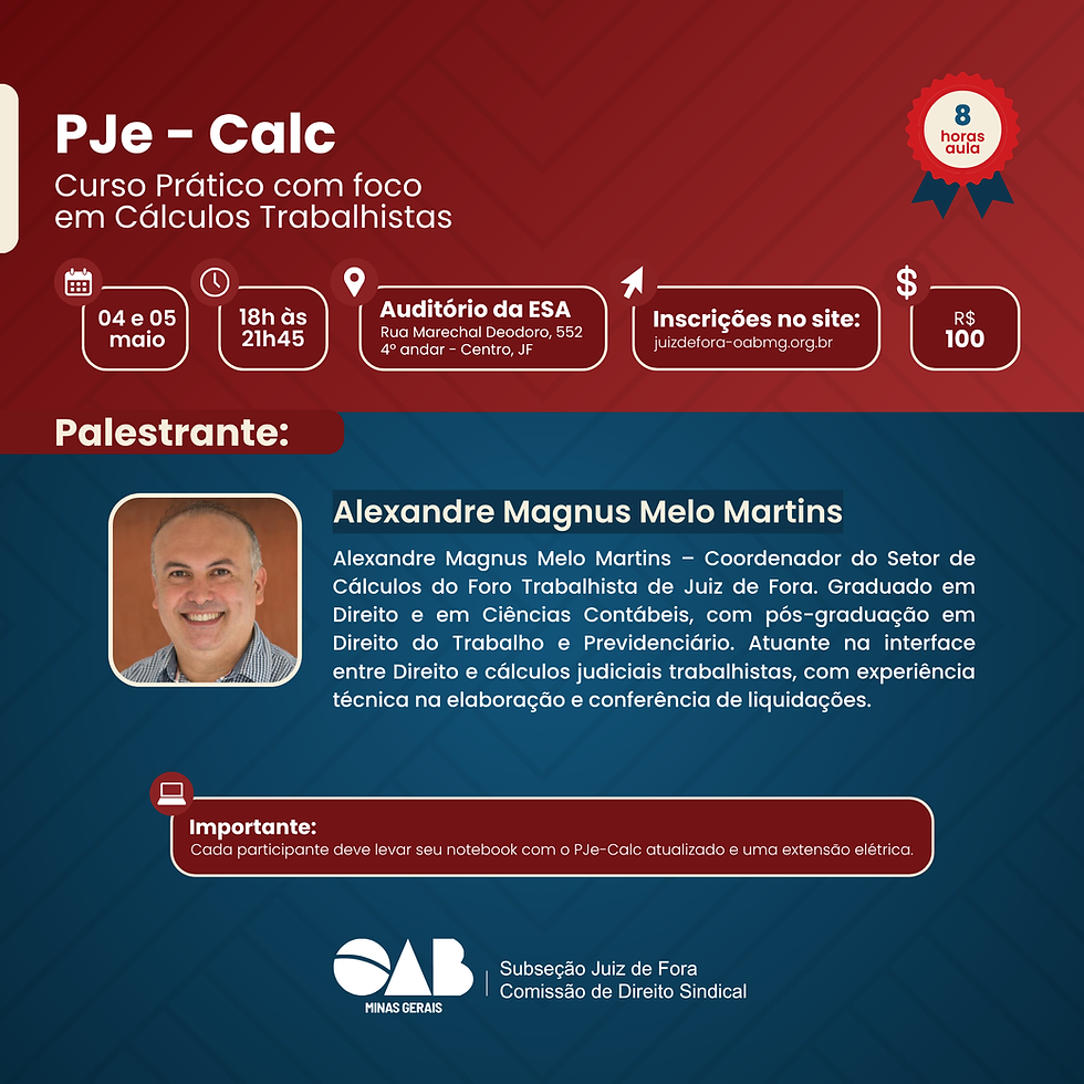 Curso Prático: PJe-Calc com foco em Cálculos Trabalhistas