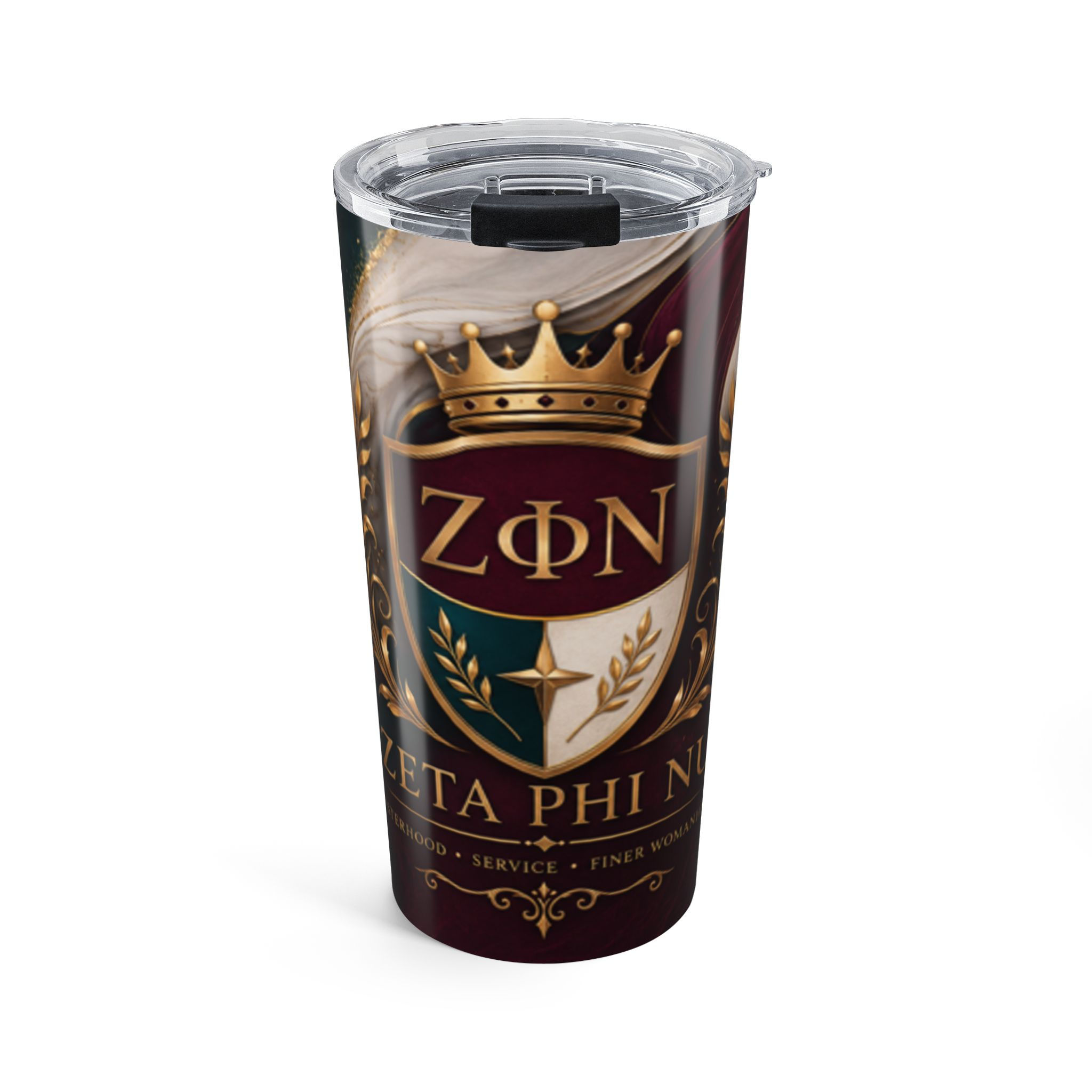 ZPhiNu 20oz Tumbler – Greek Crest Stainless Travel Cup