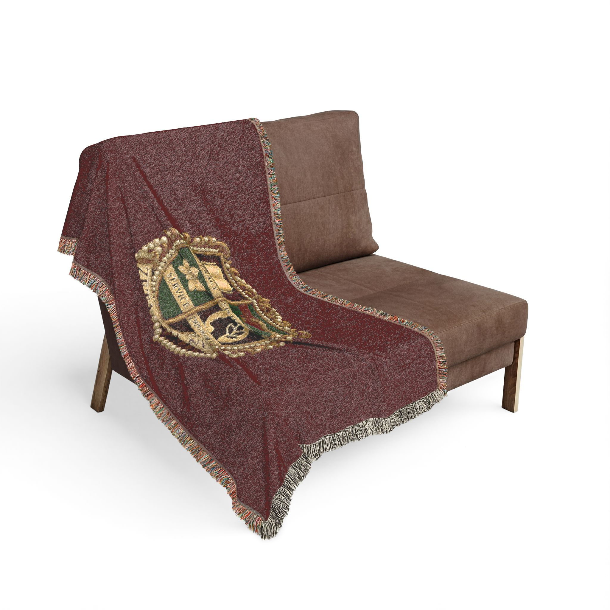 Heritage Crest Woven Blanket — Vintage Shield Throw for Home, Dorm & Gifts