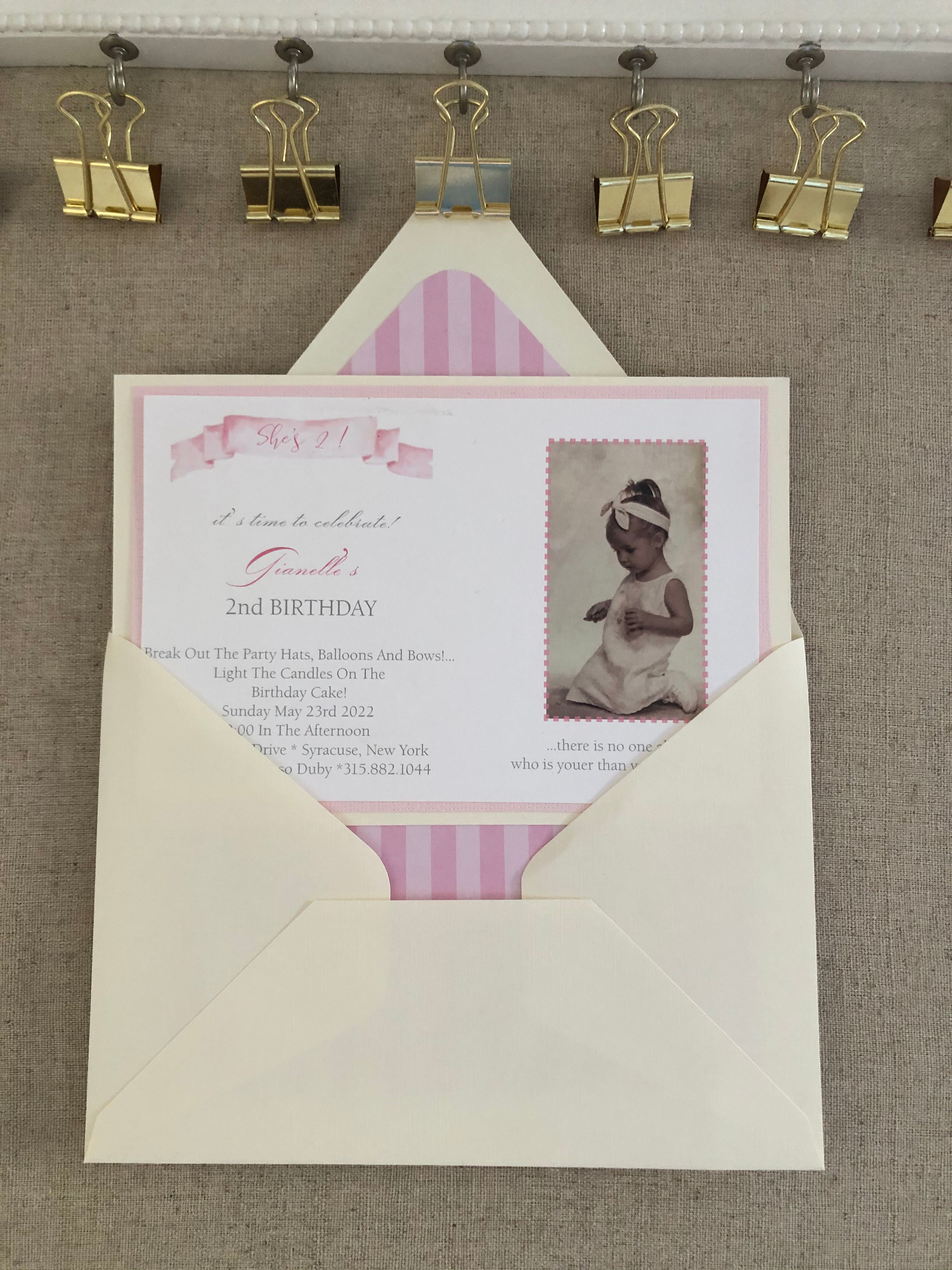 Pink Ribbon Banner Birthday Invitation quantity 25