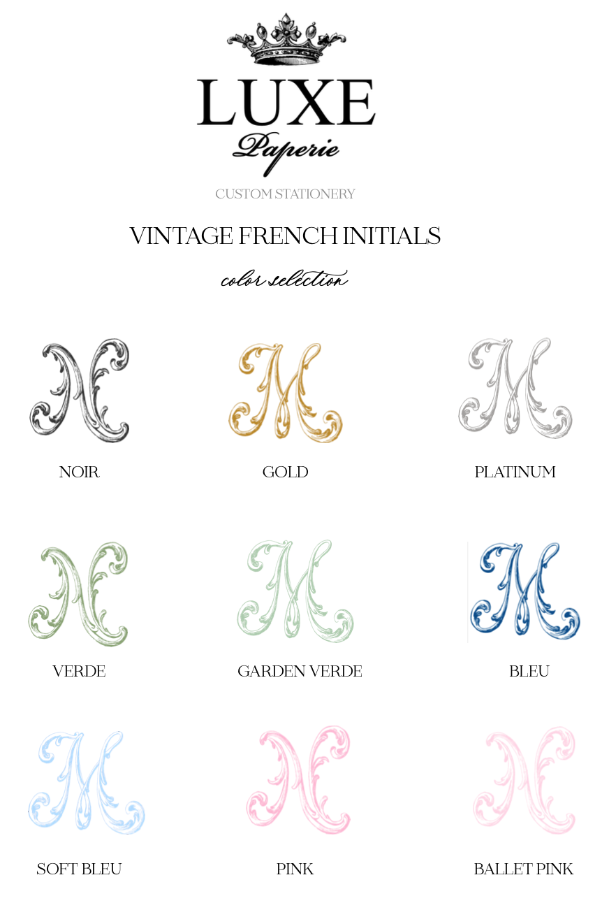 Thumbnail: Luxe Paperie Personalized Vintage French Script Note Cards Set of 10