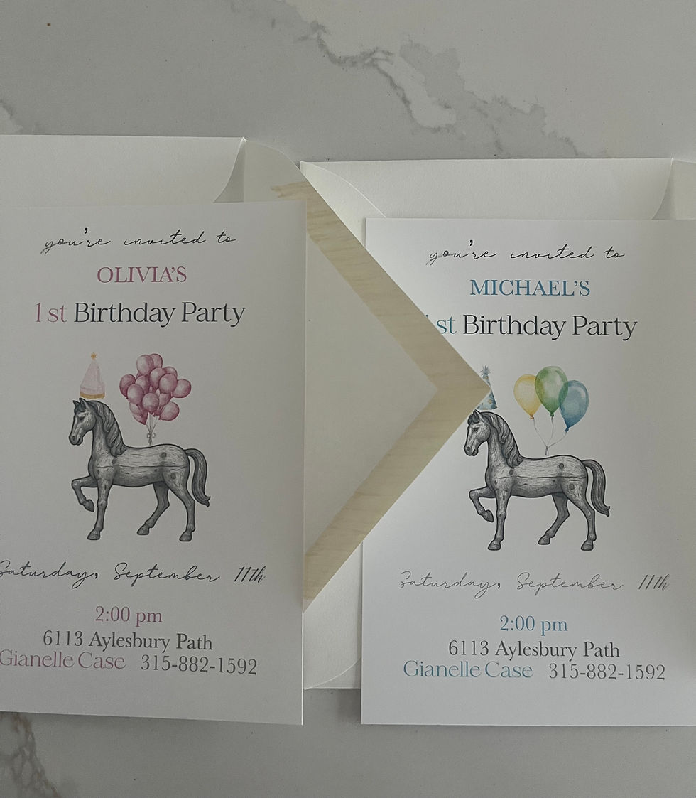 Thumbnail: Introducing! Wooden Pony Brand Birthday Invitations Set of 10 Starting at $40.00