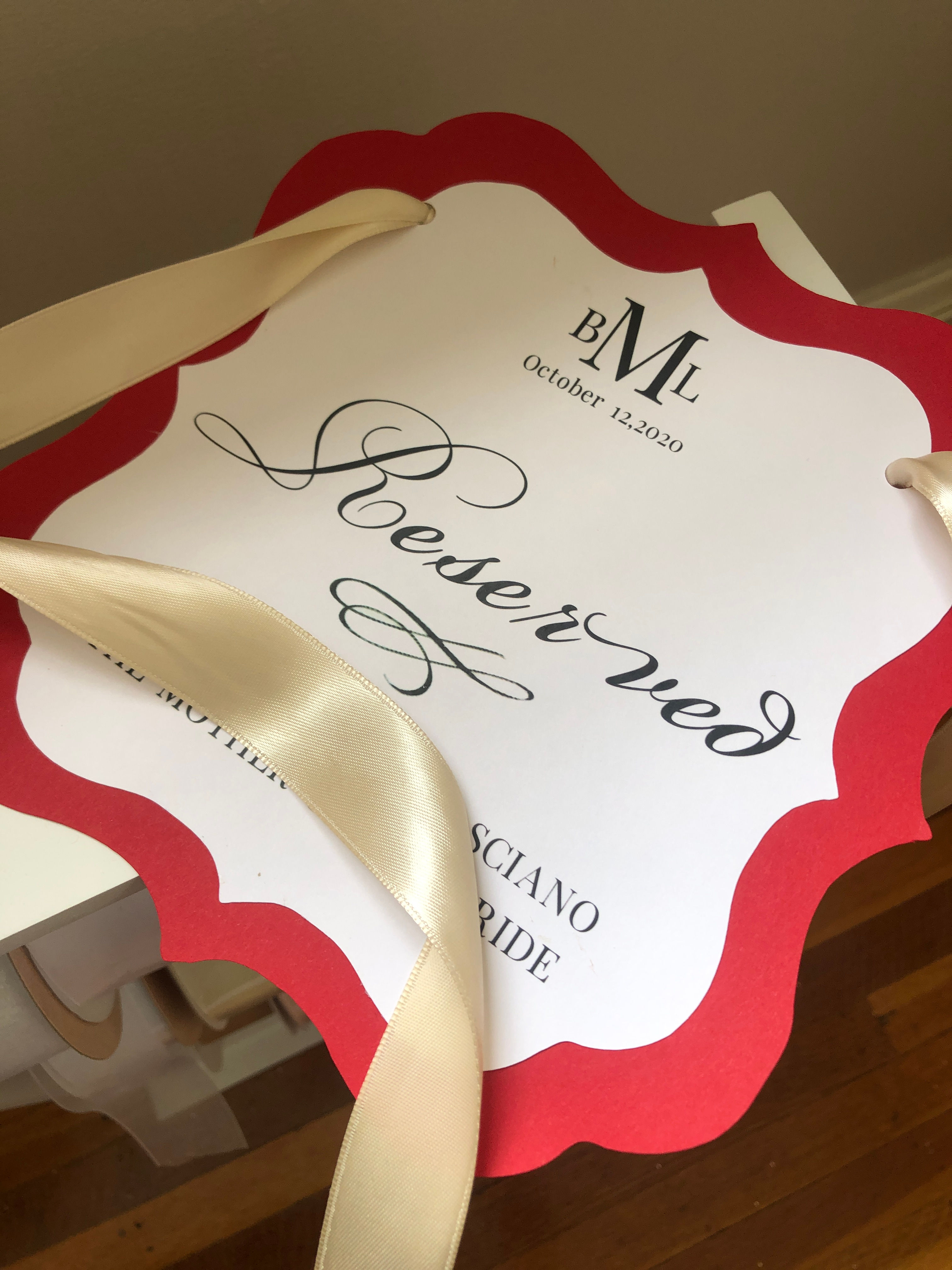 Wedding Custom Reserved Seating Signs