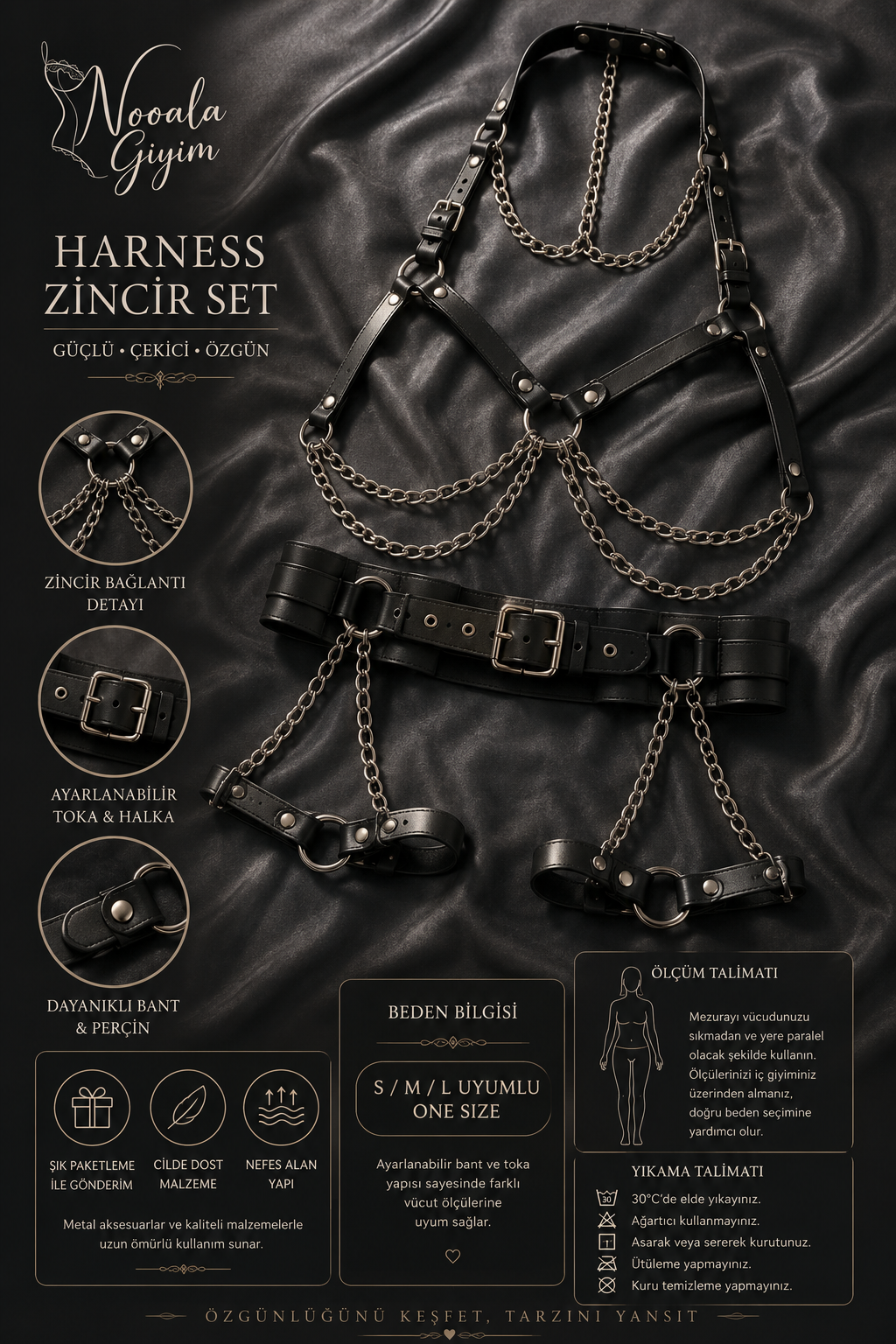 Kadın Zincir Detaylı Harness Set | Nooala Giyim