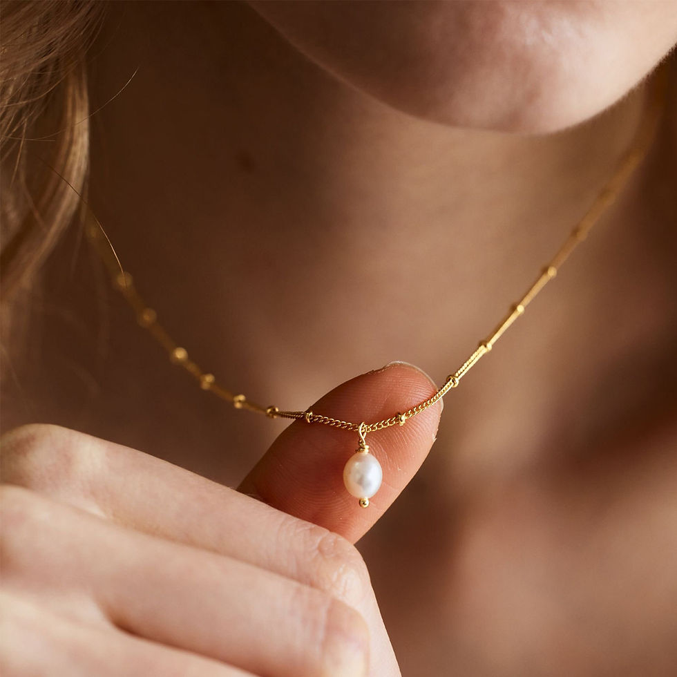 縮圖：Romantic pearl bead chain necklace