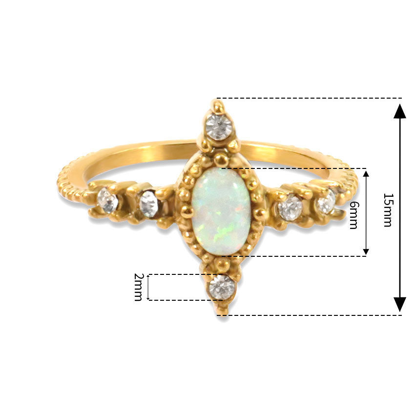 縮圖：Trendy and Stylish 316 Stainless Steel Opal Teardrop Ring – Hypoallergenic