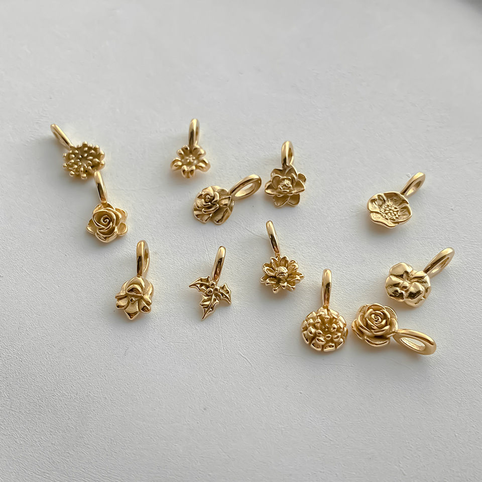 縮圖：Minimalist New Arrival Birth Flower Charms DIY Jewelry necklace pendant