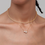 縮圖：Affordable Luxury 18K Gold-Plated Teardrop Double Zircon Necklace chocker chain