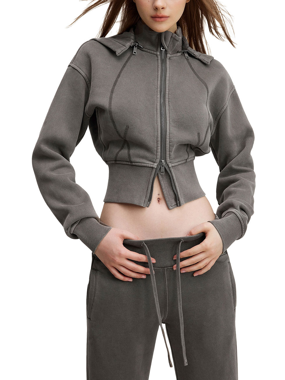 Thumbnail: Chimpa Vintage Washed Cropped Fleece Hoodie