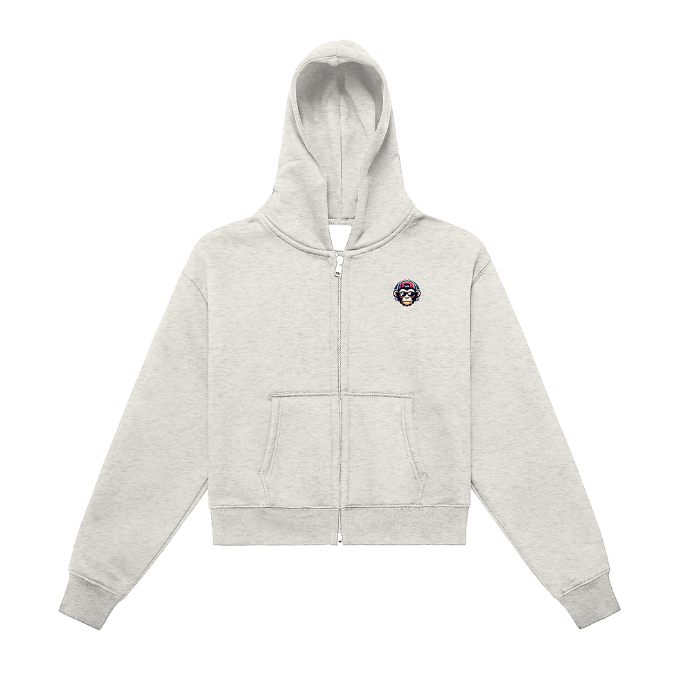 Thumbnail: Chimpa Fleeced Zip-Up Cropped Hoodie