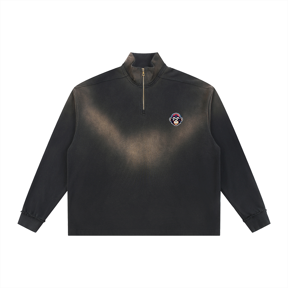 Chimpa Sun Fade Raw Edge Quarter-Zip Sweatshirt