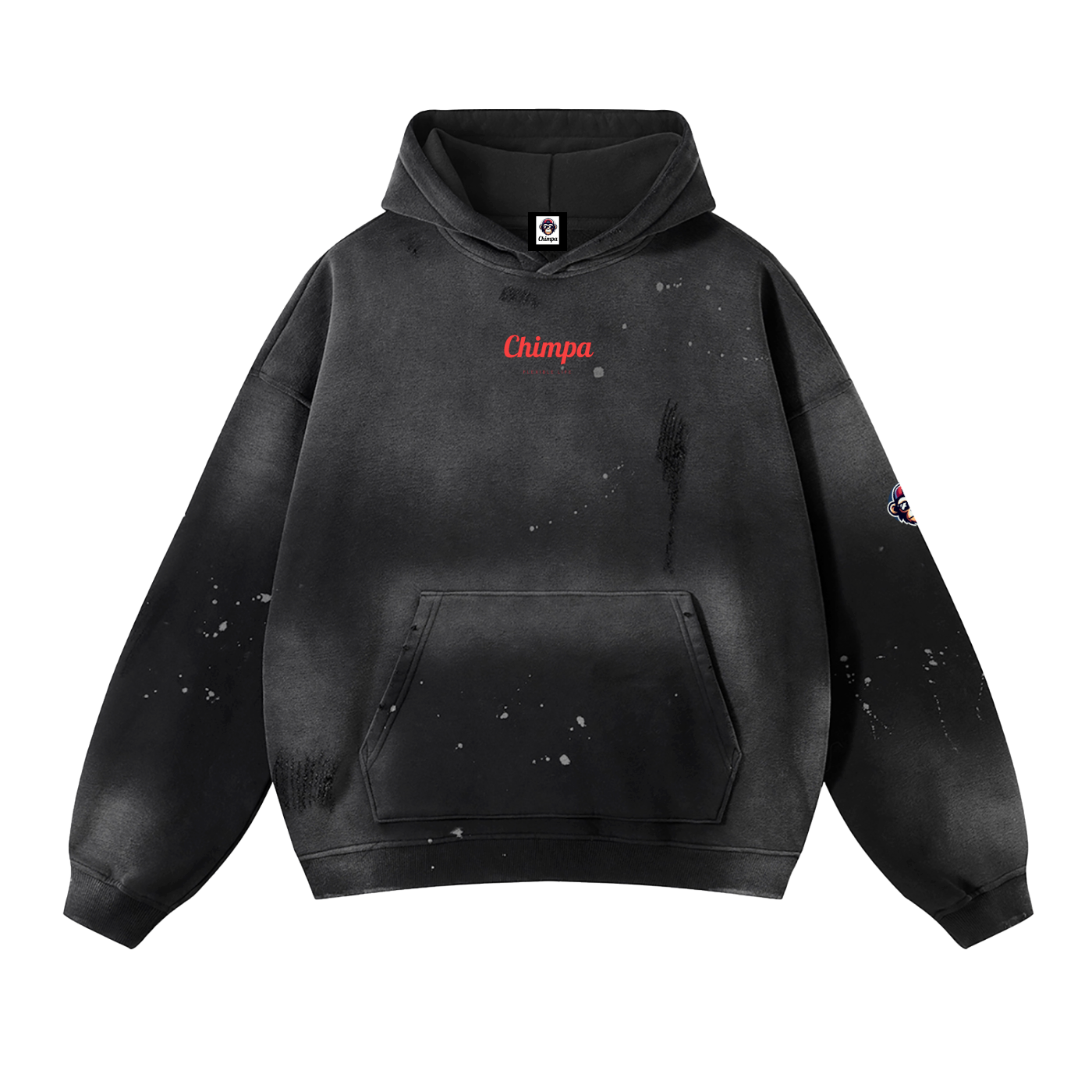 Chimpa Vintage Washed Frayed Fleece Hoodie