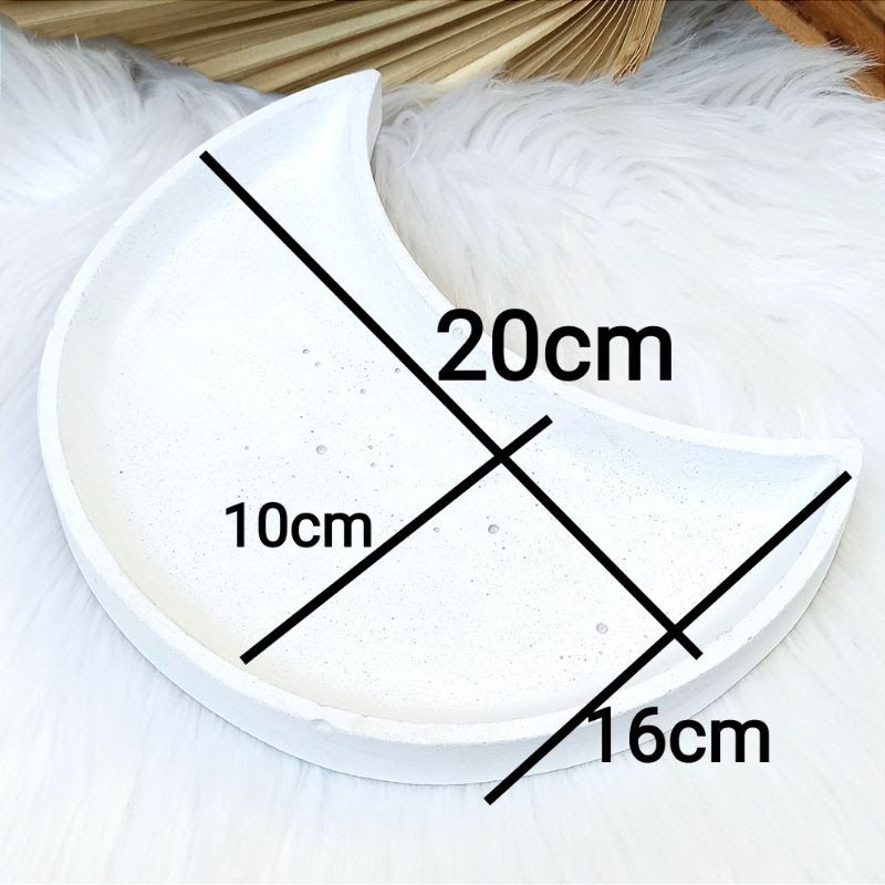 Miniatura: Bandeja Cimento Porta Jóias Objetos Meia Lua Minimalista Nórdica
